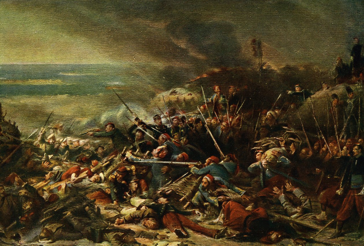 "La Prise de Malakoff" (Tagandet av Malakoff) (tryck) av Adolphe (after) Yvon