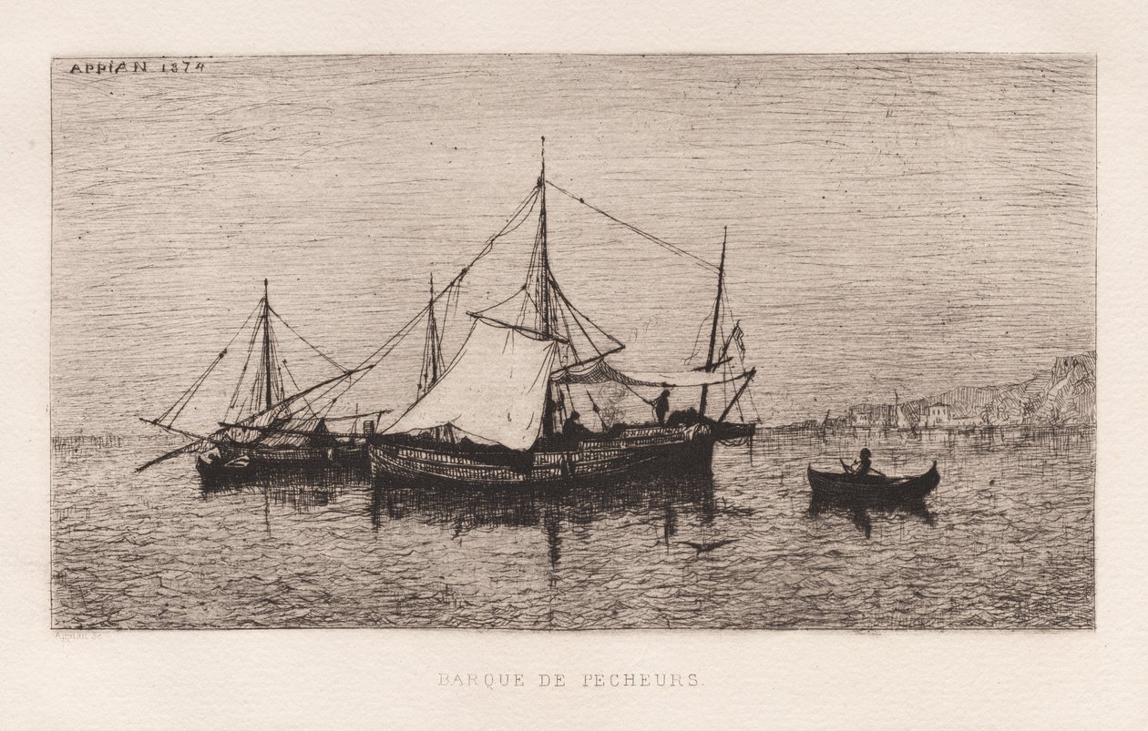 Fiskebåt/kustsjöfartsbåt (italienska kusten) av Adolphe Appian