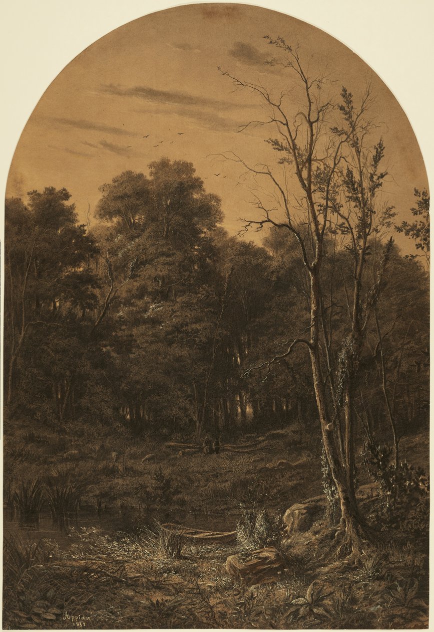 Skogslandskap vid en damm av Adolphe Appian