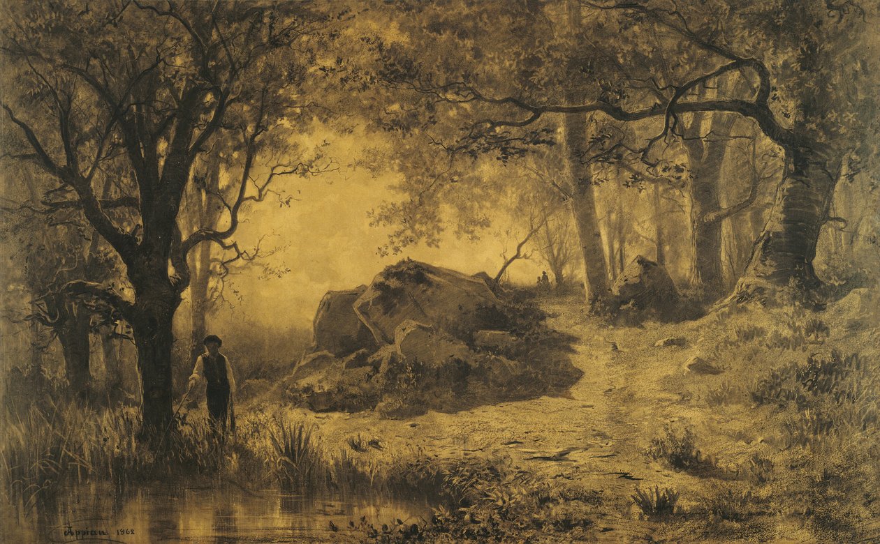 Damm vid kanten av skogen av Adolphe Appian
