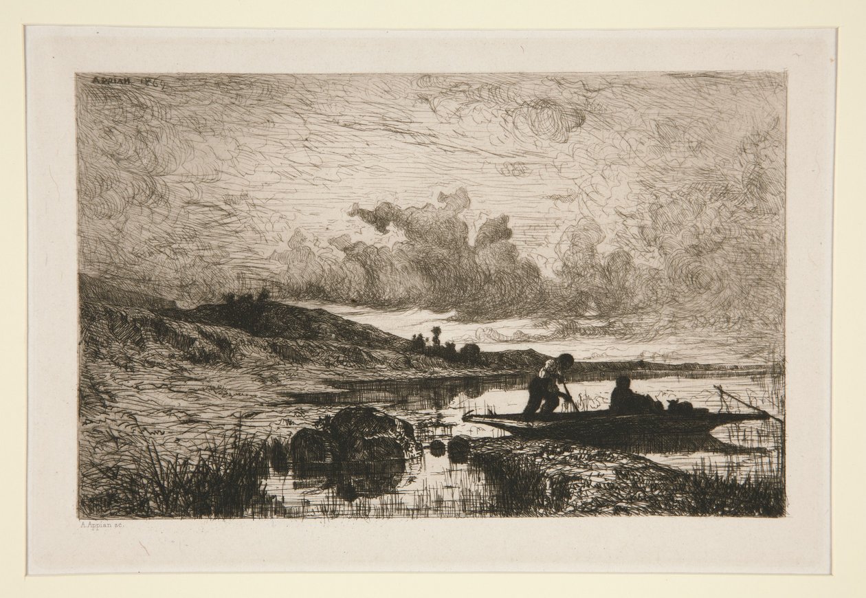 En kväll, Rhônes stränder vid Rix av Adolphe Appian