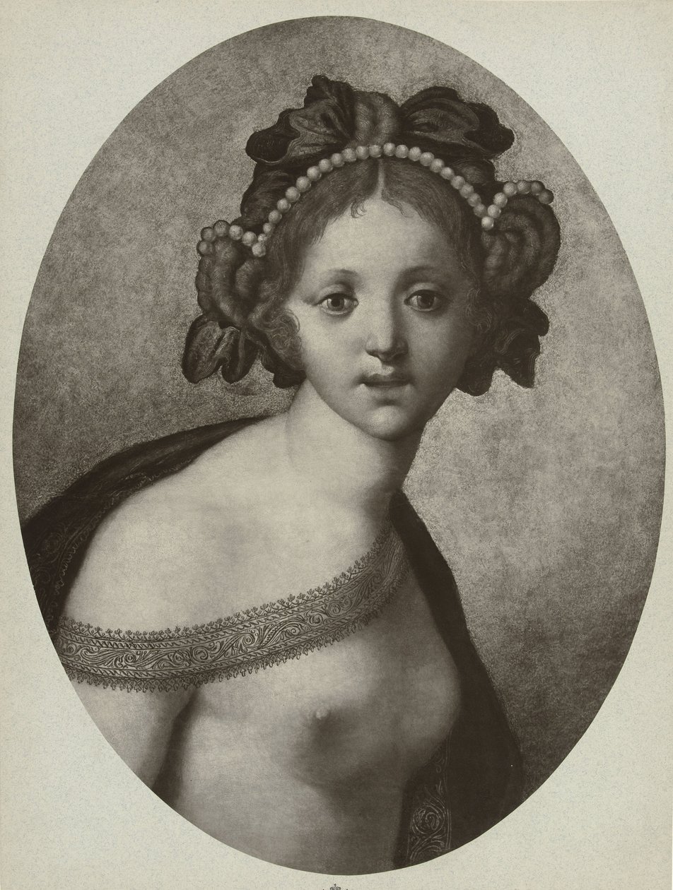 Fotoreproduktion av en målning av en kvinnlig figur, möjligen en gudinna Venus (titel på objekt) av Adolphe Braun and Cie. (attributed to)