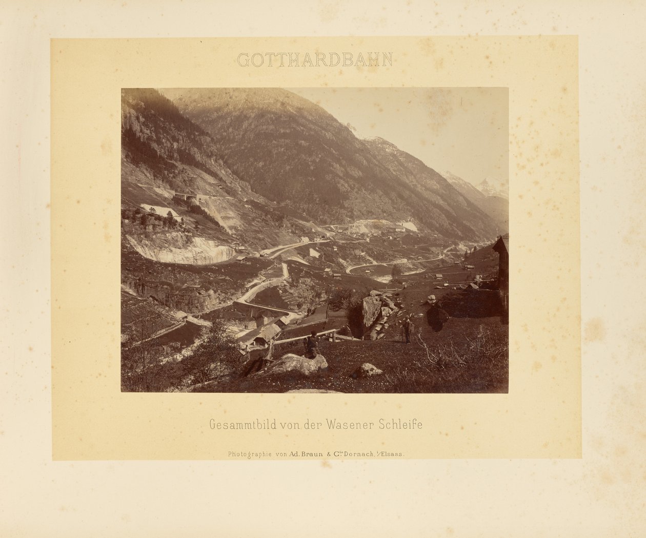 Gotthard-järnvägen: Komplett bild av Wasen-slingan av Adolphe Braun and Cie