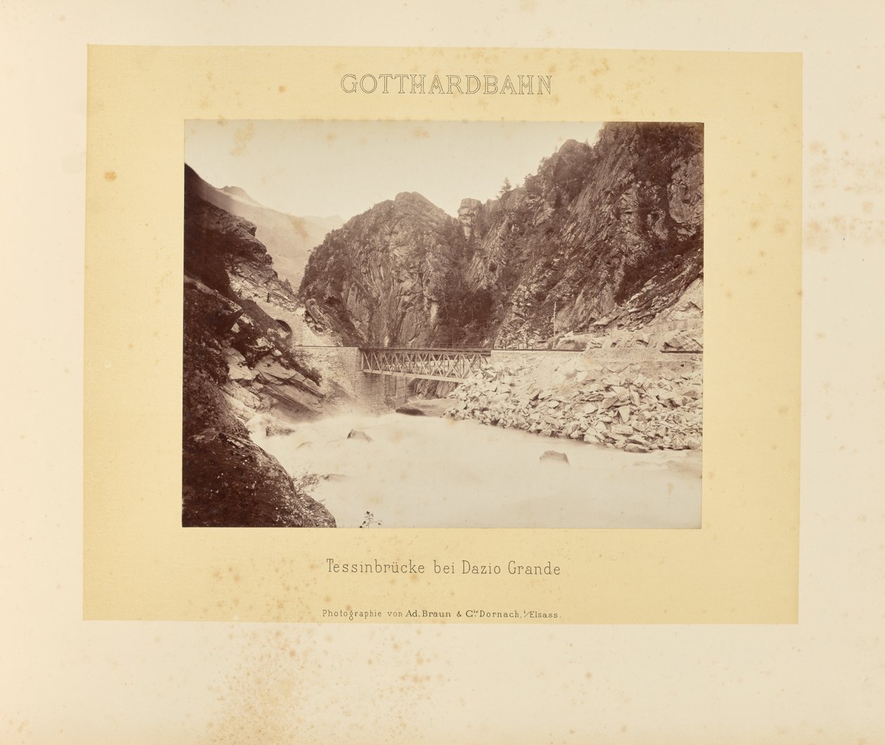Gotthard-järnvägen: Ticino-bron nära Dazio Grande av Adolphe Braun and Cie