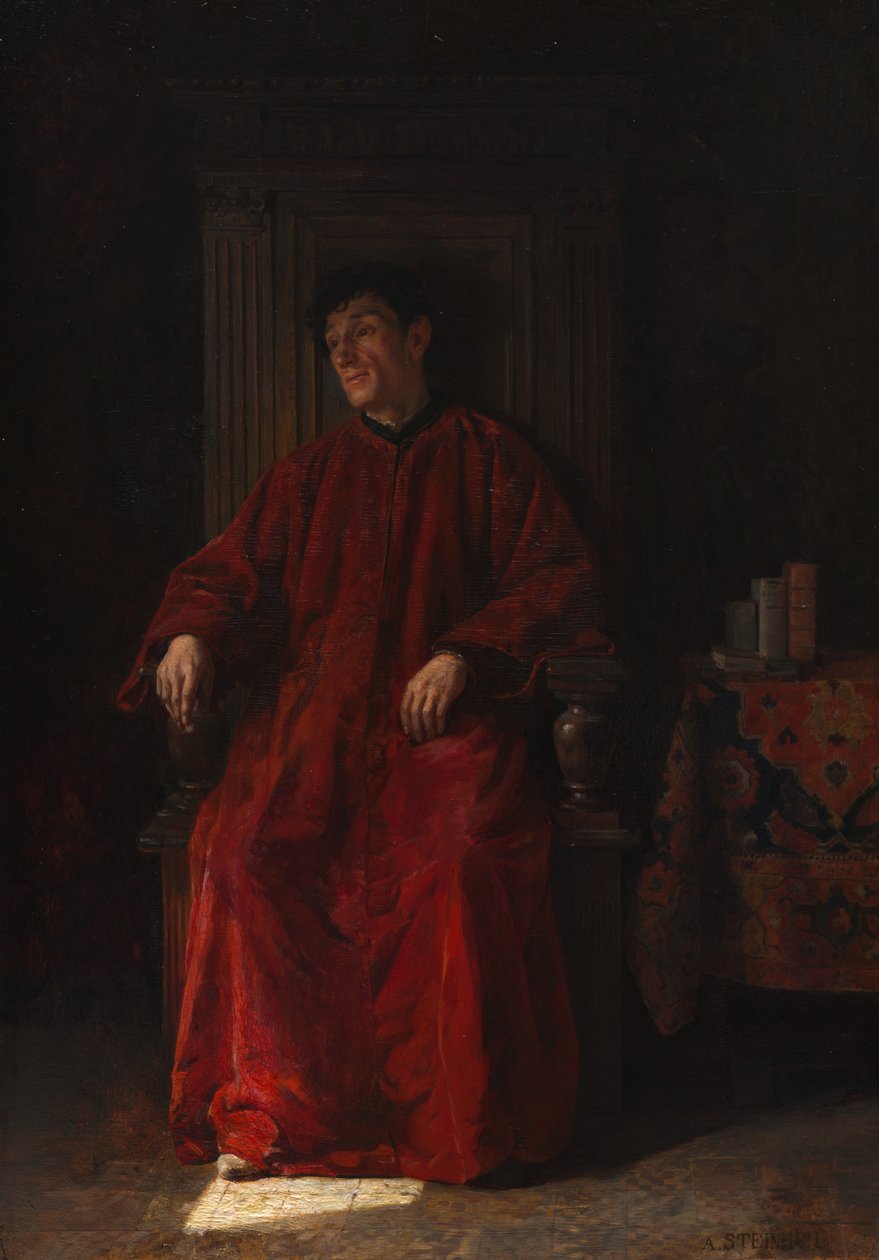 Domare i röd skrud, ca 1890 (olja på pannå) av Adolphe Charles Edouard Steinheil