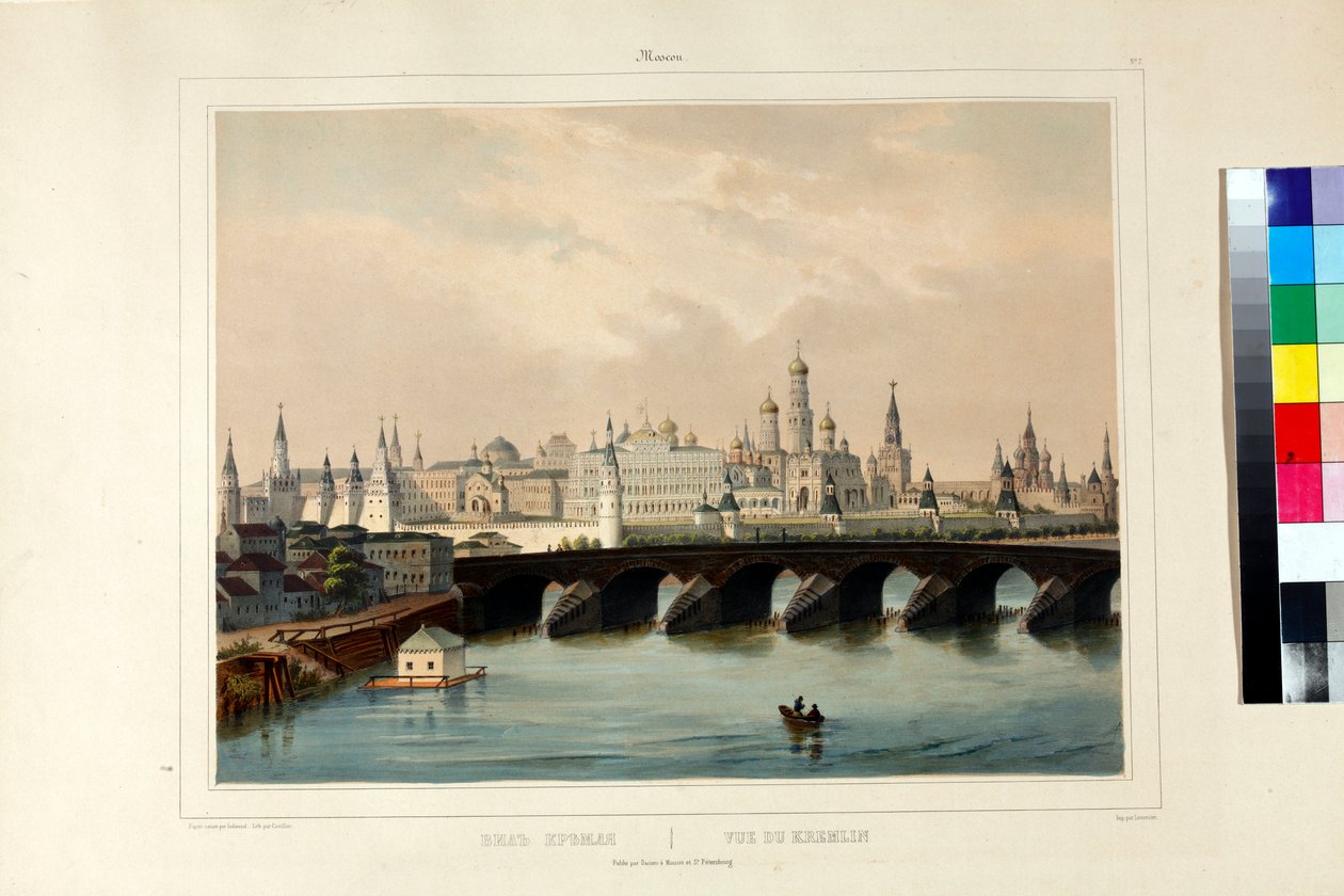 Utsikt över Kreml av Cuvillier, Adolphe (aktiv 1830-1840-talet) av Adolphe Cuvillier