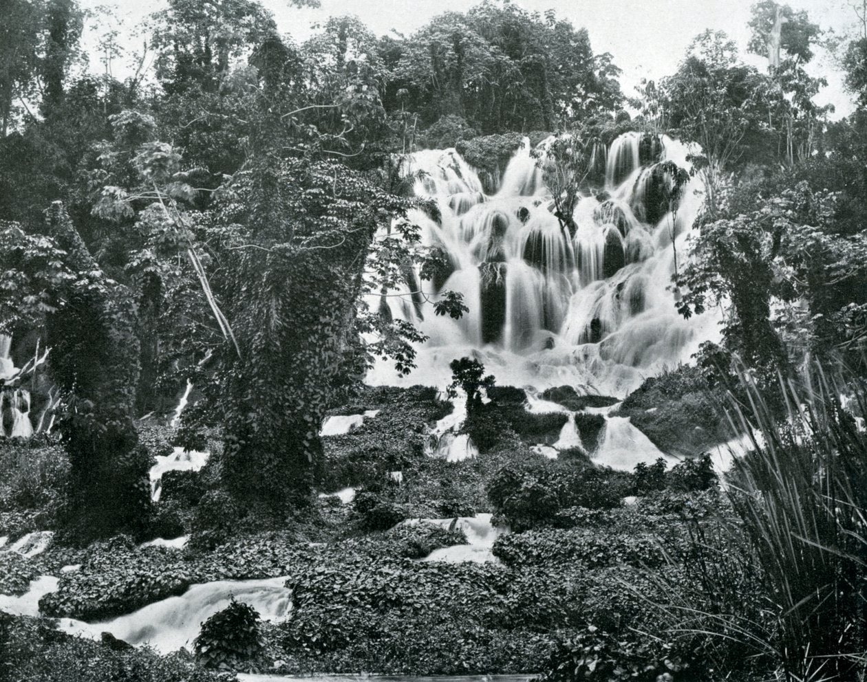 Roaring River Falls, Jamaica, c1905. av Adolphe Duperly and Son