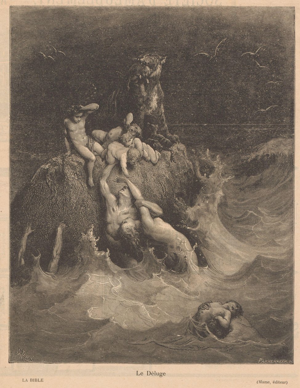 syndaflod Le Déluge (titel på objekt) av Adolphe Francois Pannemaker