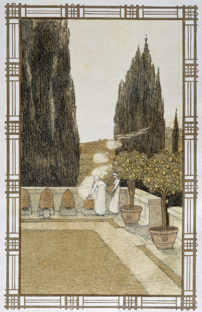 The Life of Bees: The Smoke of Hives - Teckning av A. Giraudon av Adolphe Giraudon