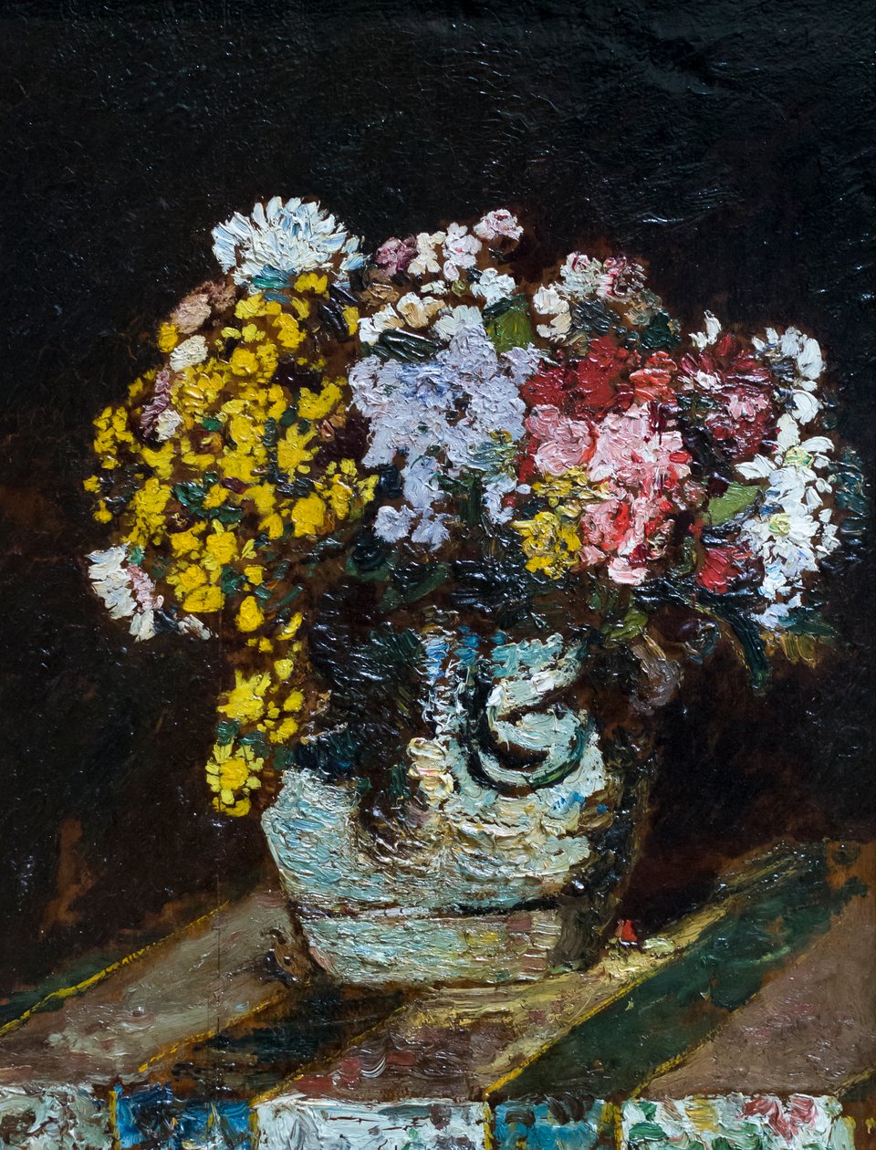 En vas med vilda blommor, ca 1870-80 (olja på trä) av Adolphe Joseph Thomas Monticelli