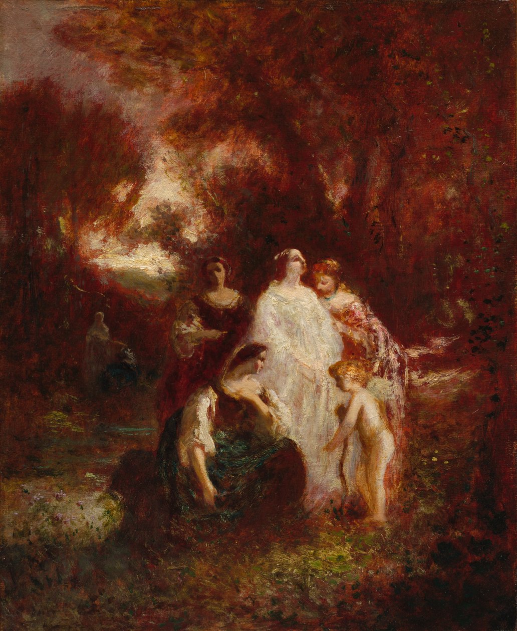 Figurer i skogen, ca. 1857-1862 (olja på tyg) av Adolphe Joseph Thomas Monticelli