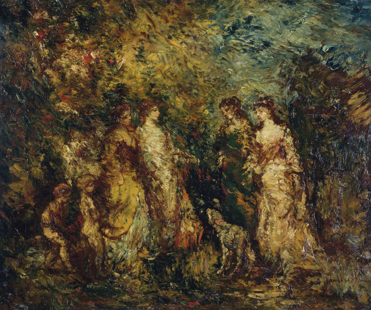 Spel av damer av Adolphe Joseph Thomas Monticelli