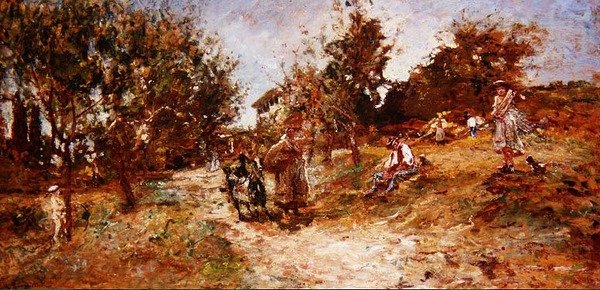Landskap i Ganagobie, 1872 (panel) av Adolphe Joseph Thomas Monticelli