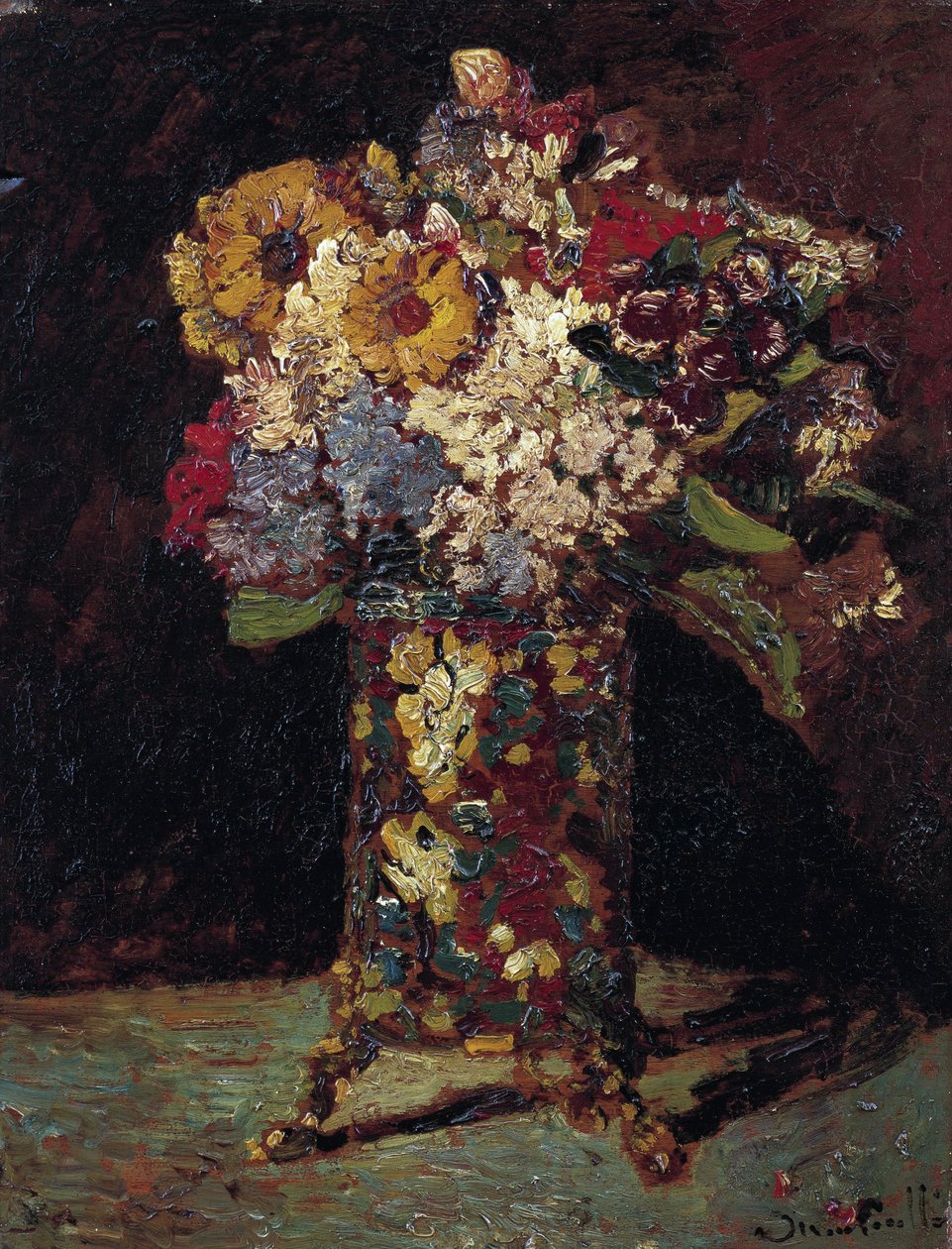 "Stilleben av en bukett blommor" (Blomsterstilleben) Målning av Adolphe Thomas Joseph Monticelli (1824-1886) 1875 Van Gogh-museet, Amsterdam av Adolphe Joseph Thomas Monticelli