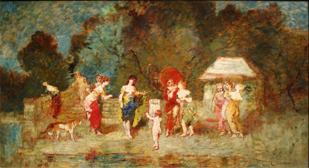 Scen i en park II, ca 1870 av Adolphe Joseph Thomas Monticelli