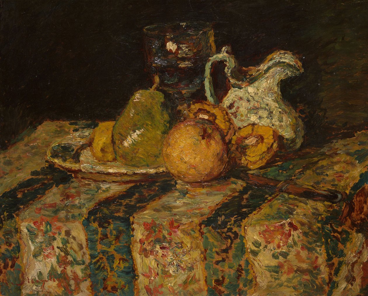 Stilleben med frukt och vinkanna av Adolphe Joseph Thomas Monticelli