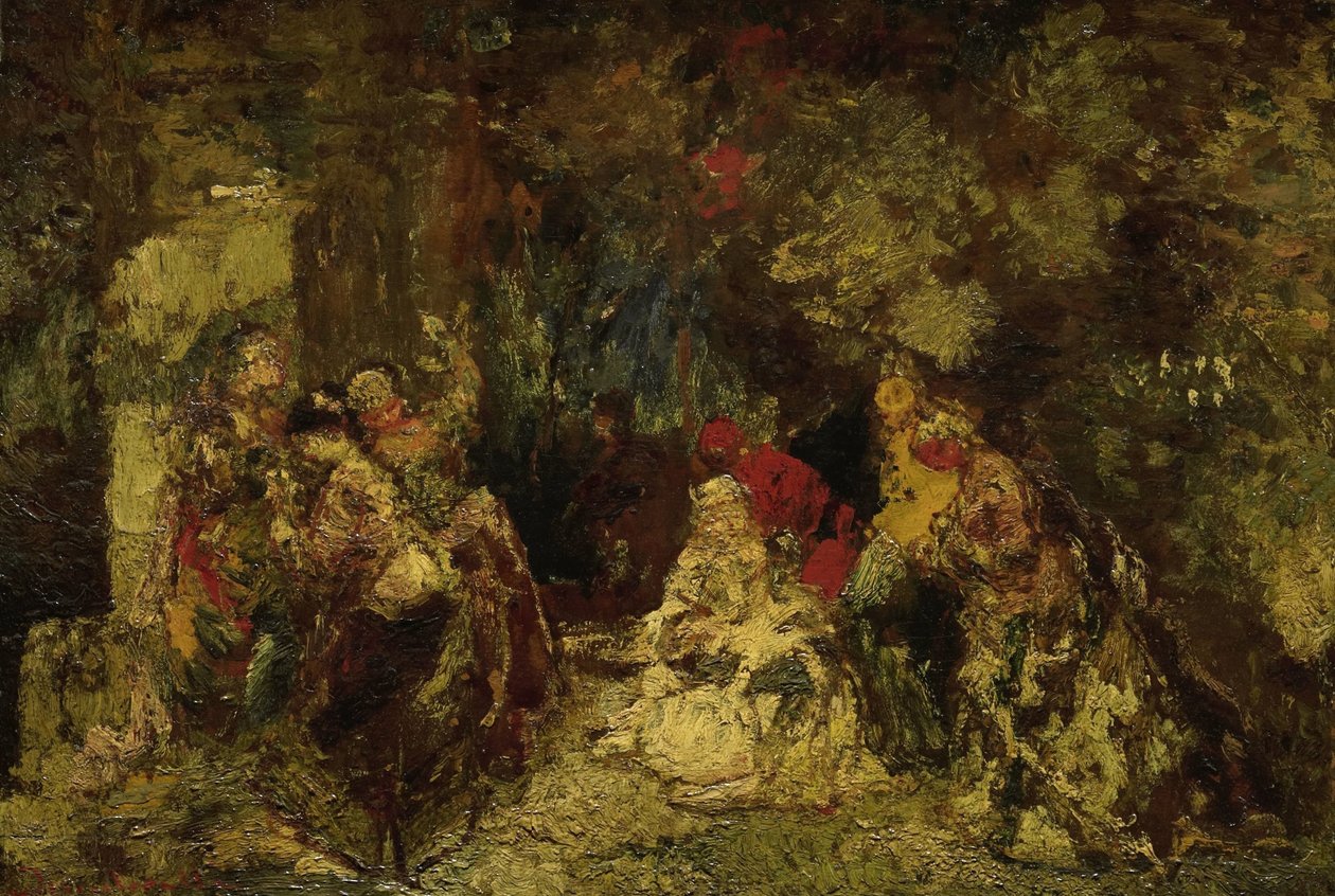 Kvinnor i en skog av Adolphe Joseph Thomas Monticelli
