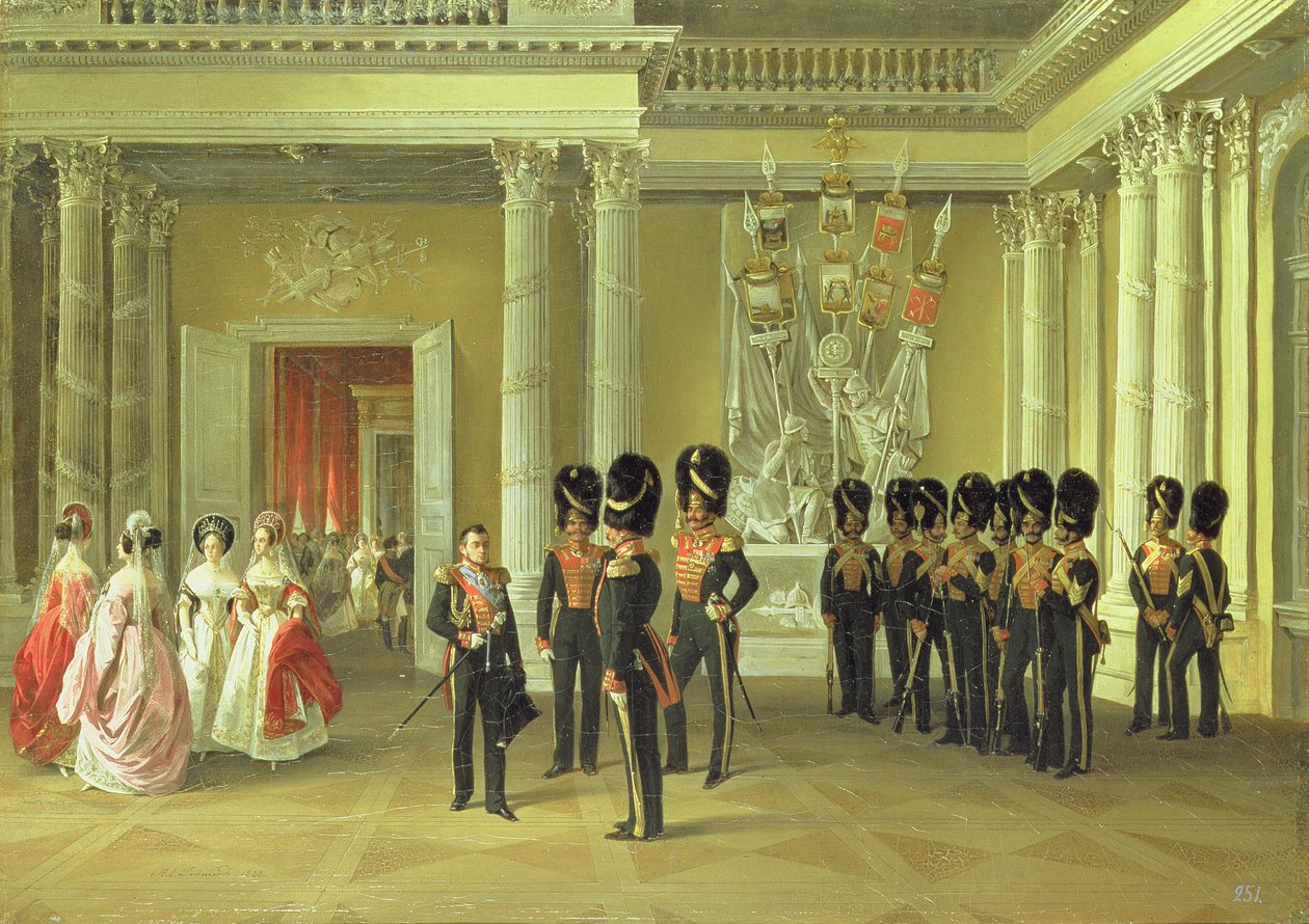 Heraldiska salen i Vinterpalatset, St Petersburg, 1838 av Adolphe Ladurner