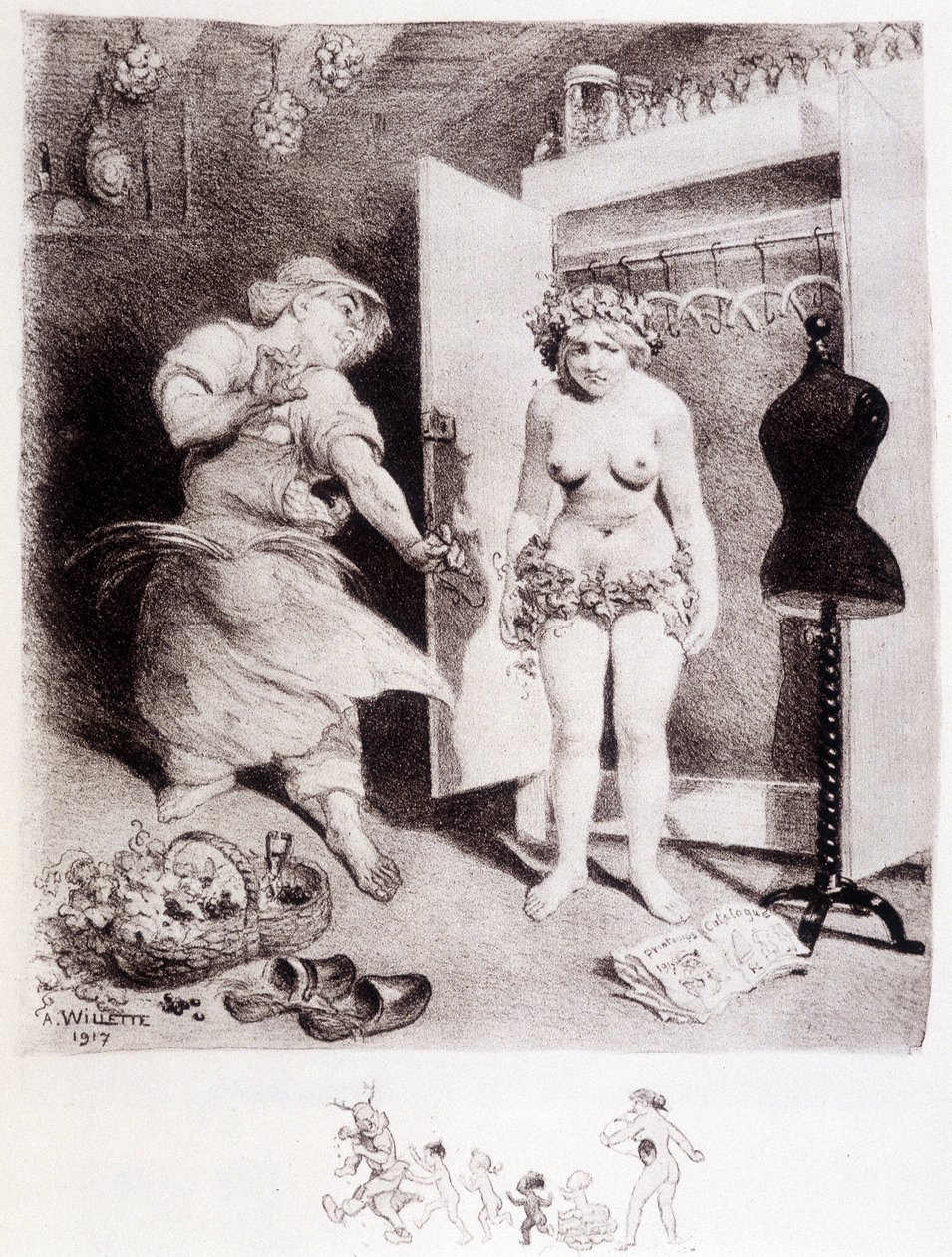 Girighet - teckning av Willette av Adolphe Leon Willette