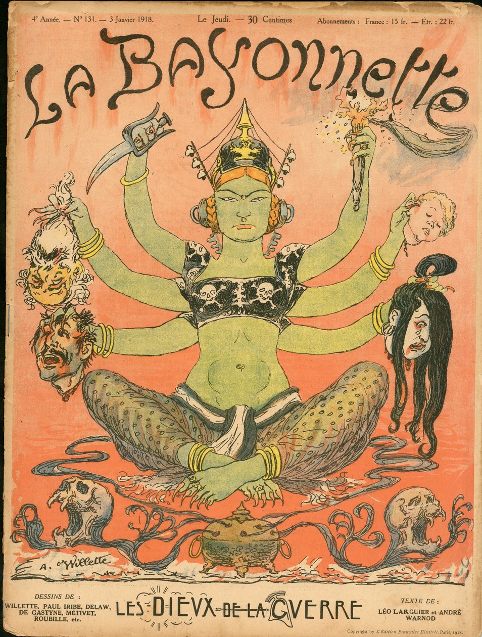 Omslag till "" La Baionnette", Satirical en Colors av Adolphe Leon Willette