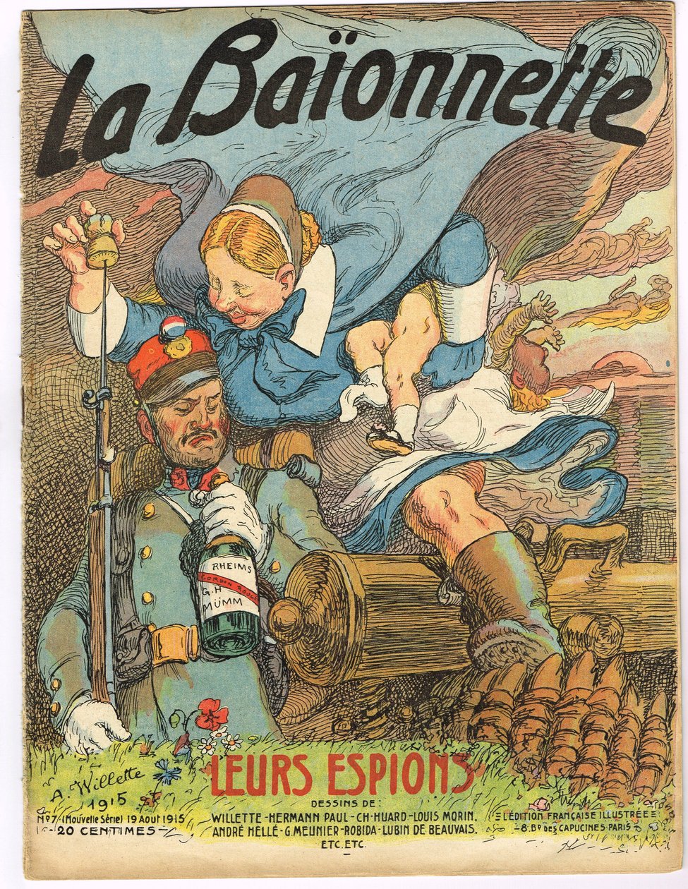 Omslag till "" La Baionnette "", Satirique en Colors av Adolphe Leon Willette