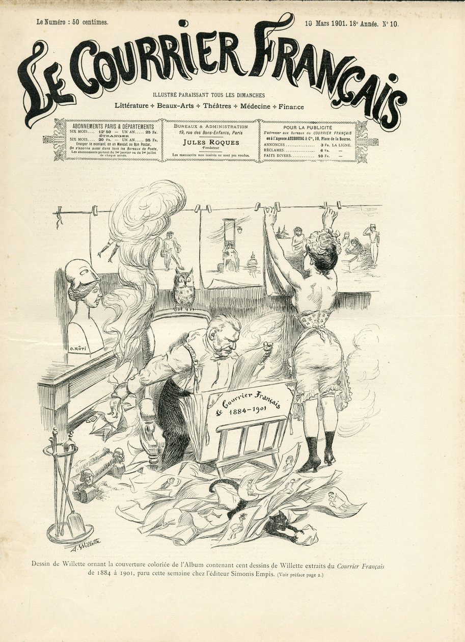 Illustration av Adolphe dit Willette (1857-1926) för omslaget till Le Courrier francais av Adolphe Leon Willette