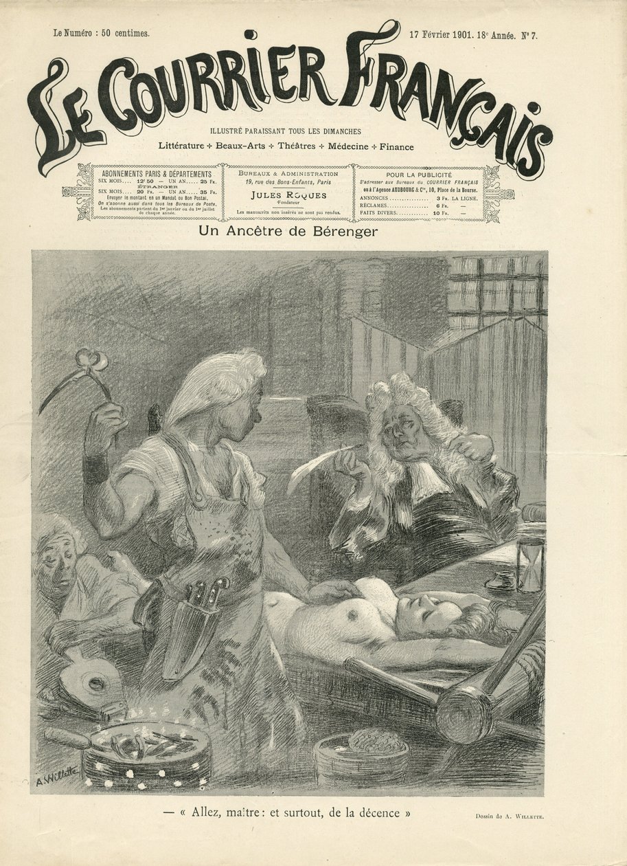Illustration av Adolphe dit Willette (1857-1926) för omslaget till Le Courrier francais av Adolphe Leon Willette