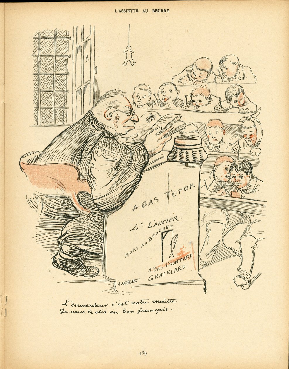 Smörtallriken, satirisk i färger av Adolphe Leon Willette