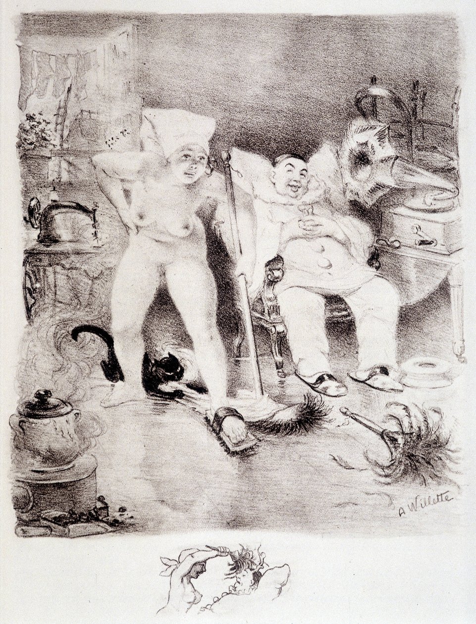 Lathet - teckning av Willette av Adolphe Leon Willette