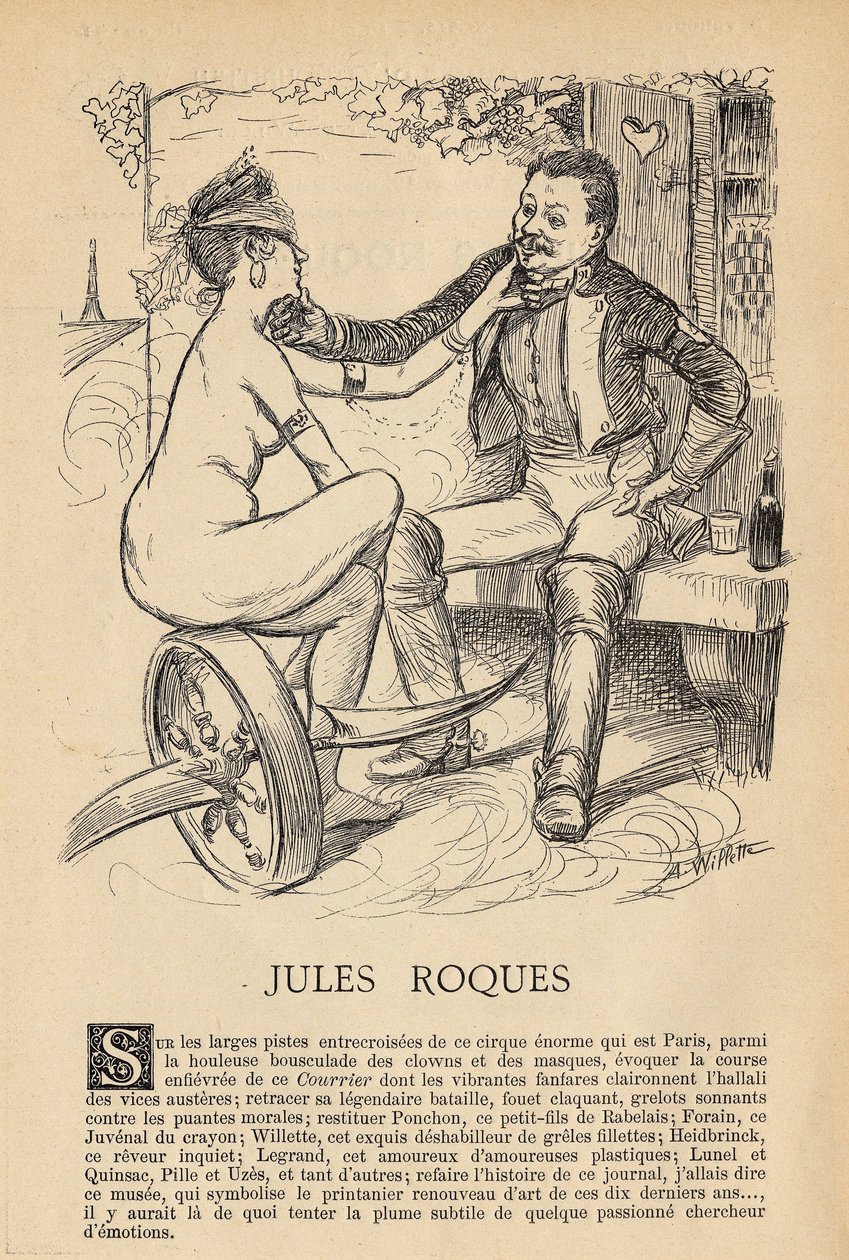 Nutidens män, nummer 411, illustration av Adolphe dit Willette (1857-1926): Press, Le Courrier Français, Roques Jules (1800-1900-talet) av Adolphe Leon Willette