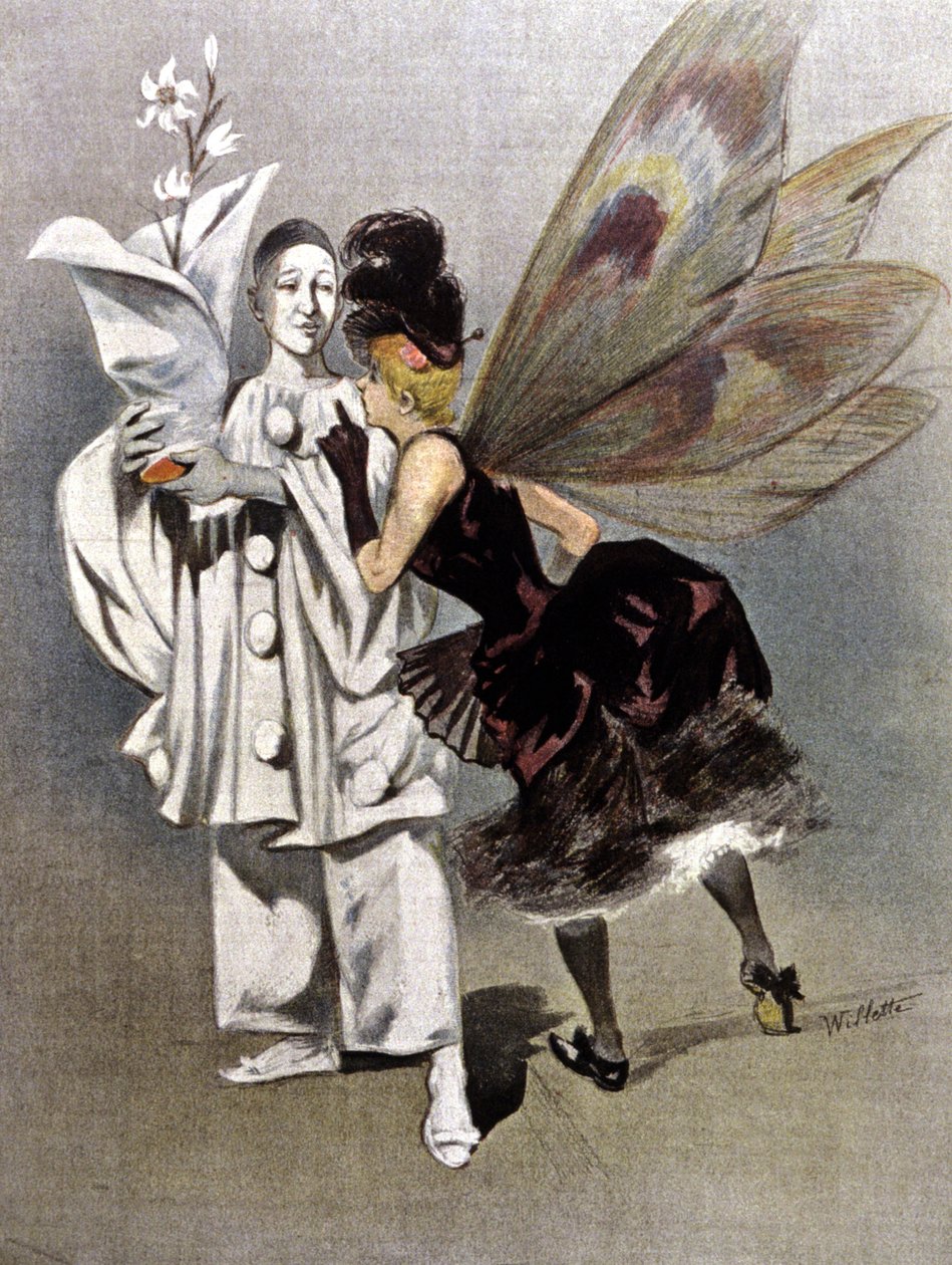 Pierrot och älva gudmor av Columbine av Adolphe Leon Willette