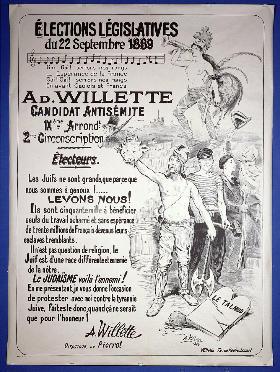 Affisch för att främja valet av konstnären i parlamentsvalet i september 1889. av Adolphe Leon Willette