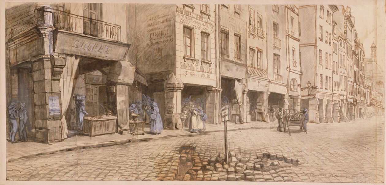 A Street (penna & bläck och wc på papper) av Adolphe Martial Potemont