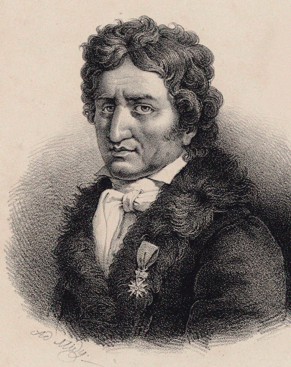Porträtt av kompositören Pierre-Alexandre Monsigny 1729-1817. av Adolphe Midy