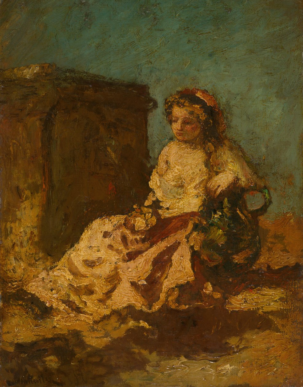 Meditations sittande kvinna, ca. 187879. av Adolphe Monticelli