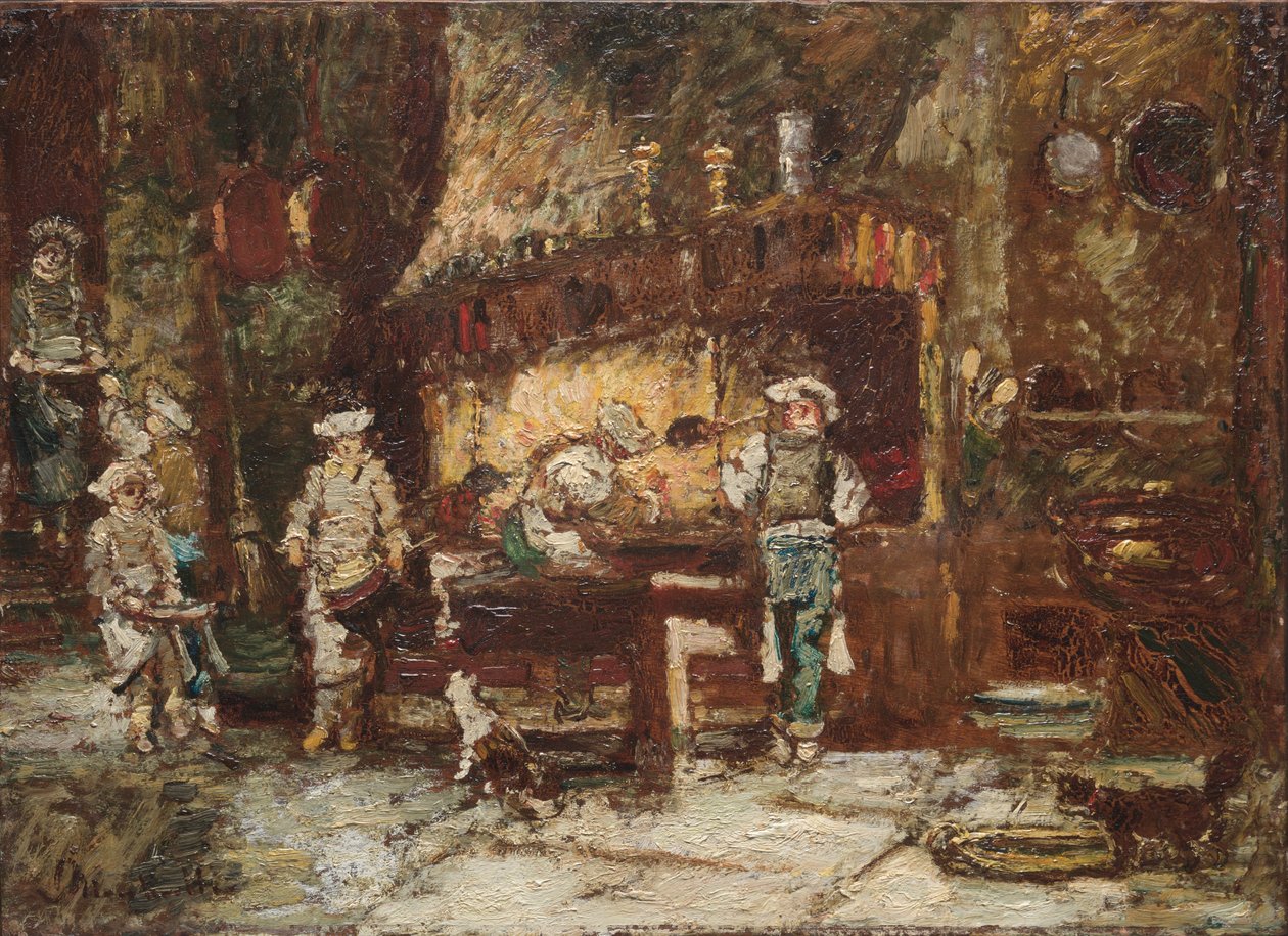 Köket på Rôtisserie des Deux Paons av Adolphe Monticelli