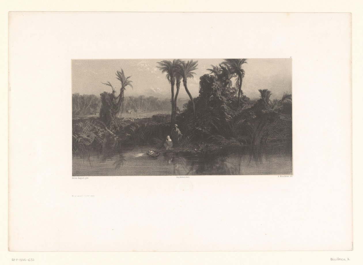 Mozes in het rieten mandje Moses exponerad på vattnet (titel på objekt) av Adolphe Mouilleron