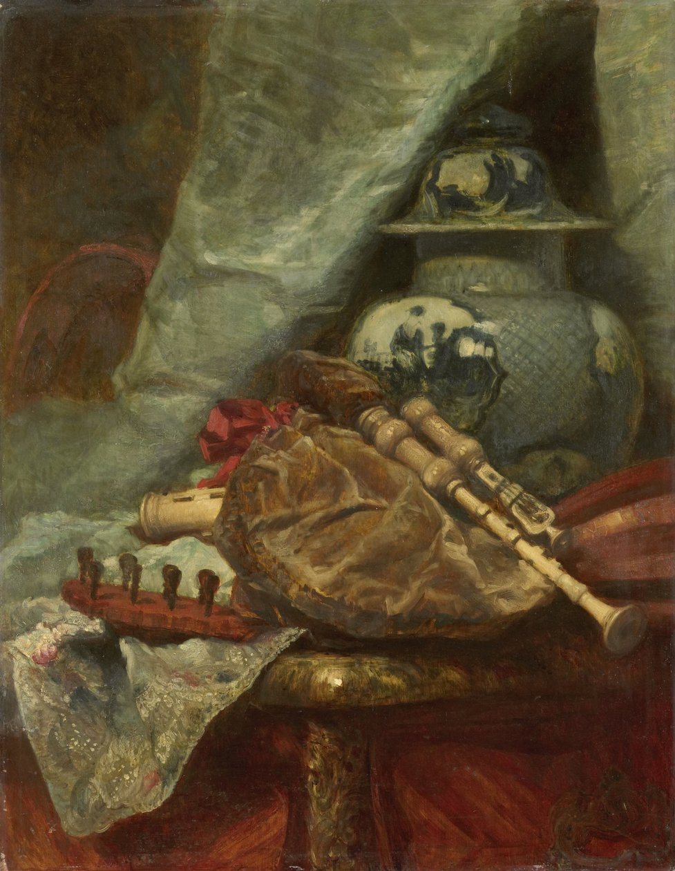 Stilleben med säckpipa av Adolphe Mouilleron