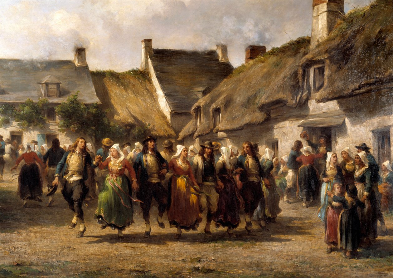 Ett bröllop i Bretagne 1863 Målning av Adolphe Pierre Leleux (1812-1891) 1863 Quimper musee des Beaux Arts av Adolphe Pierre Leleux