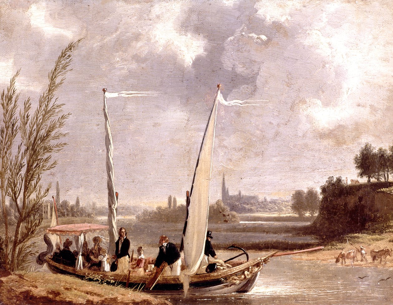 Louis-Philippe och hans familj i en båt vid Neuilly av Adolphe Roehn