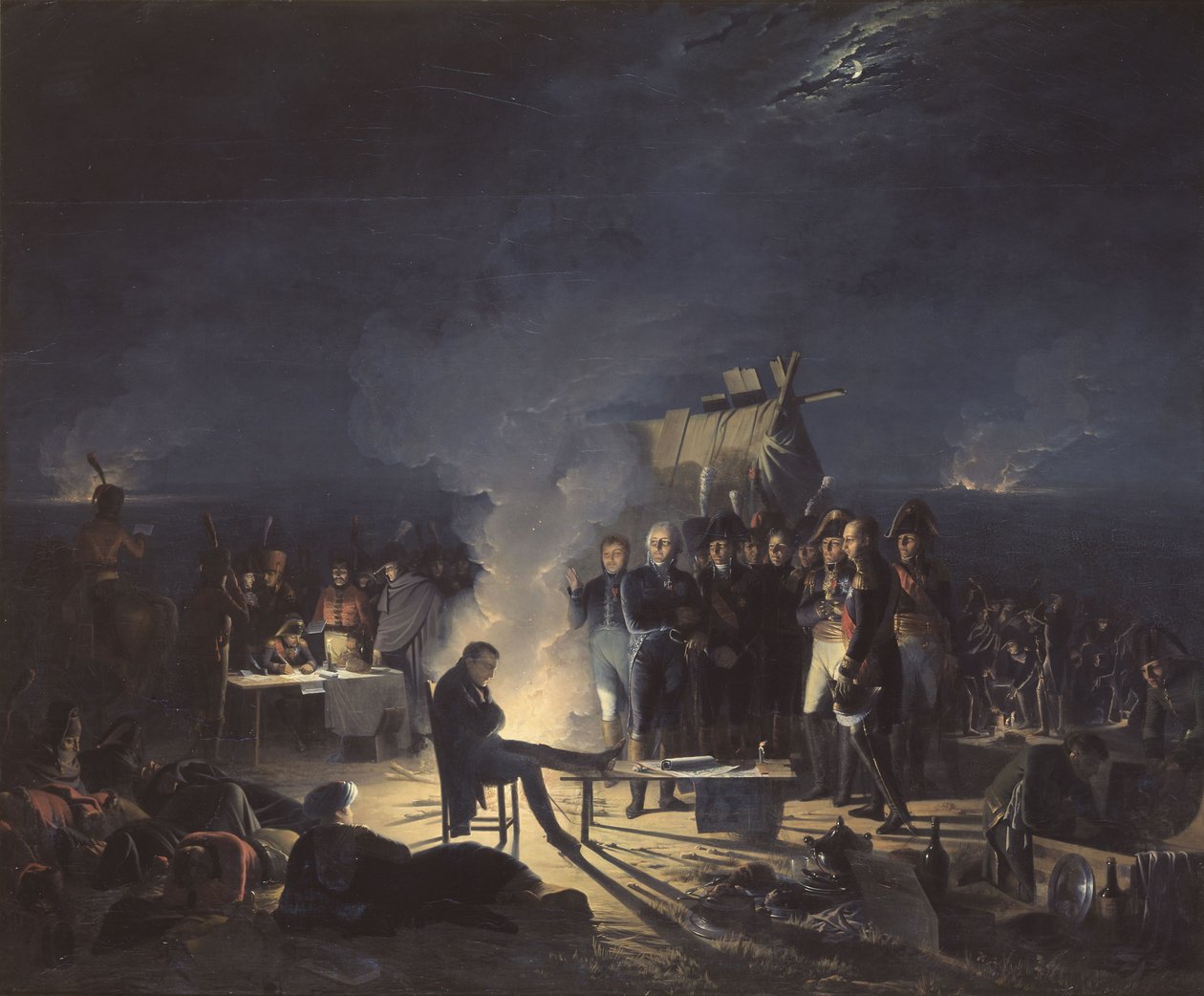 Napoleons bivack på slagfältet Wagram natten från den 5:e till den 6:e juli 1809, 1 av Adolphe Roehn
