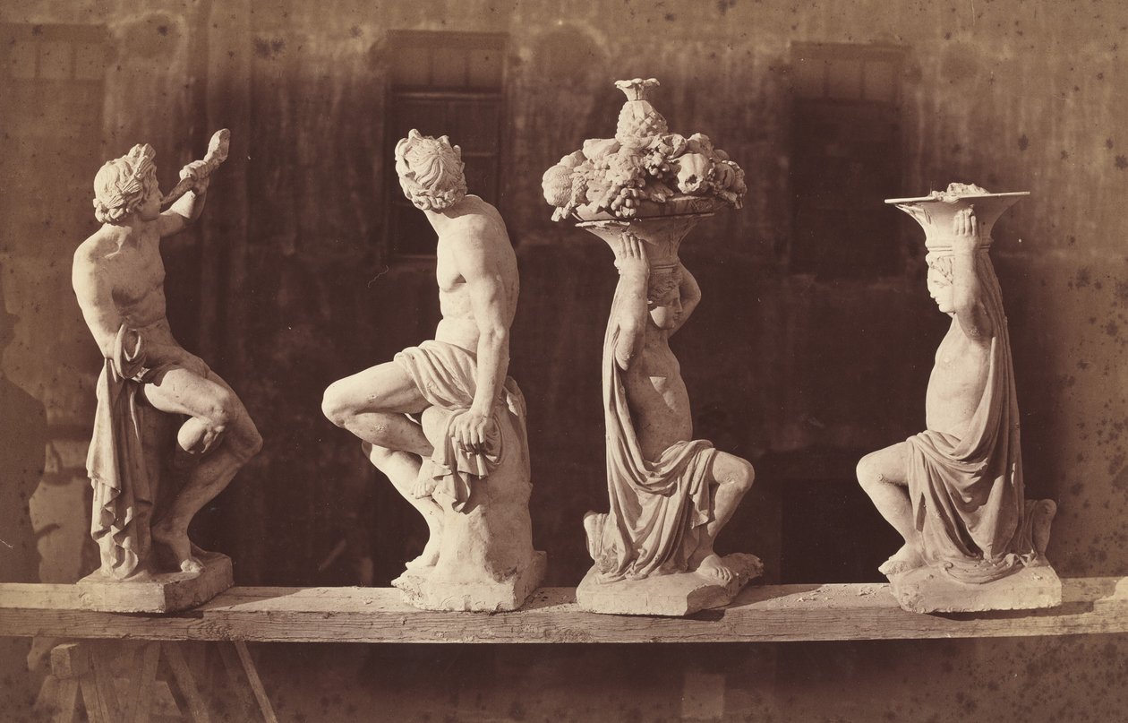 Fyra statyer, ca 1868 (foto) av Adolphe Terris