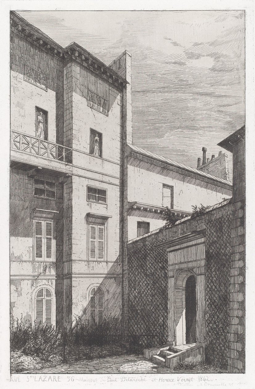 Rue St. Lazare 56, House of Paul Delaroche och Horace Vernet av Adolphe Théodore Jules Martial Potémont