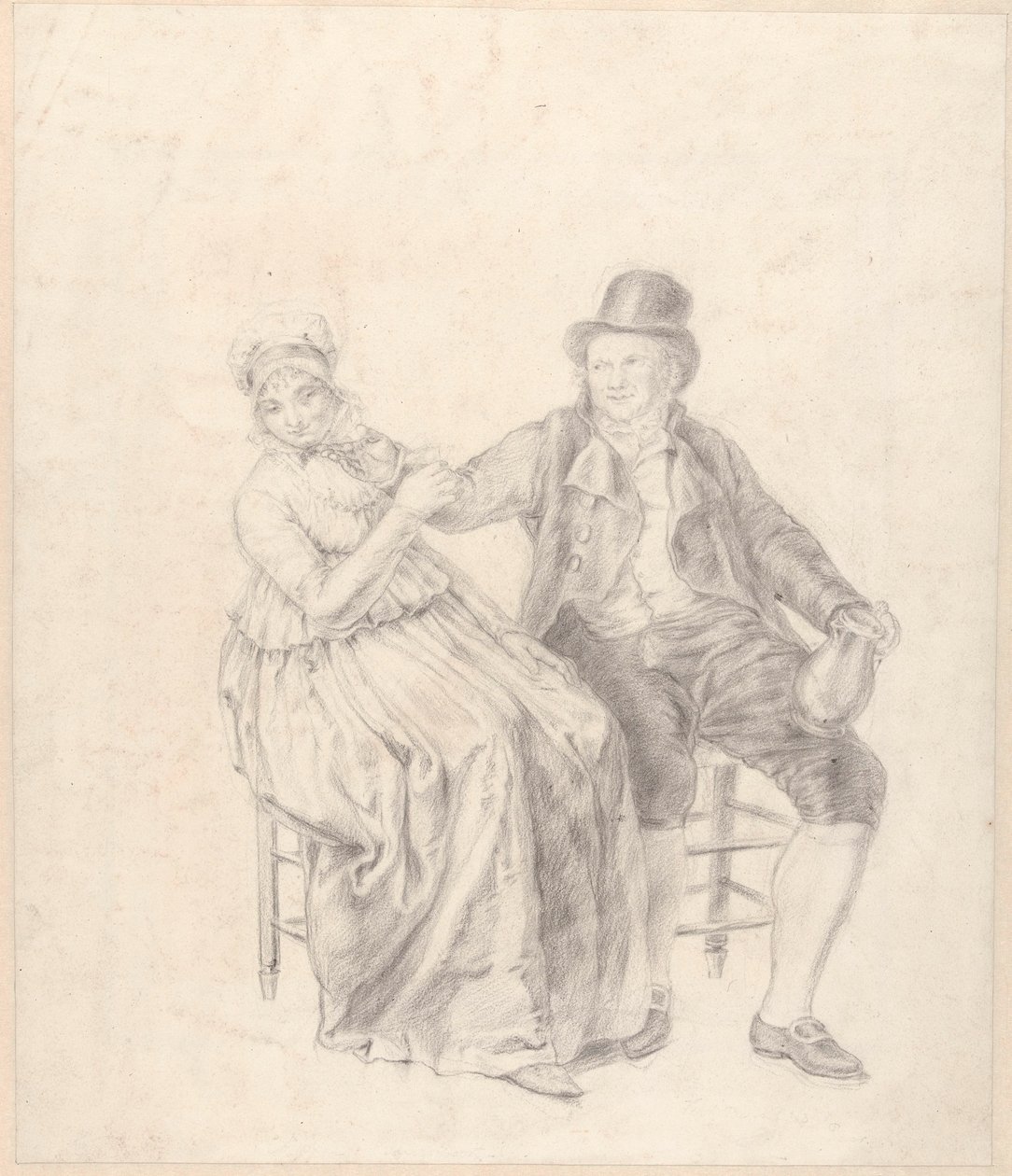 Sittande dam och gentleman av Adriaan de Lelie