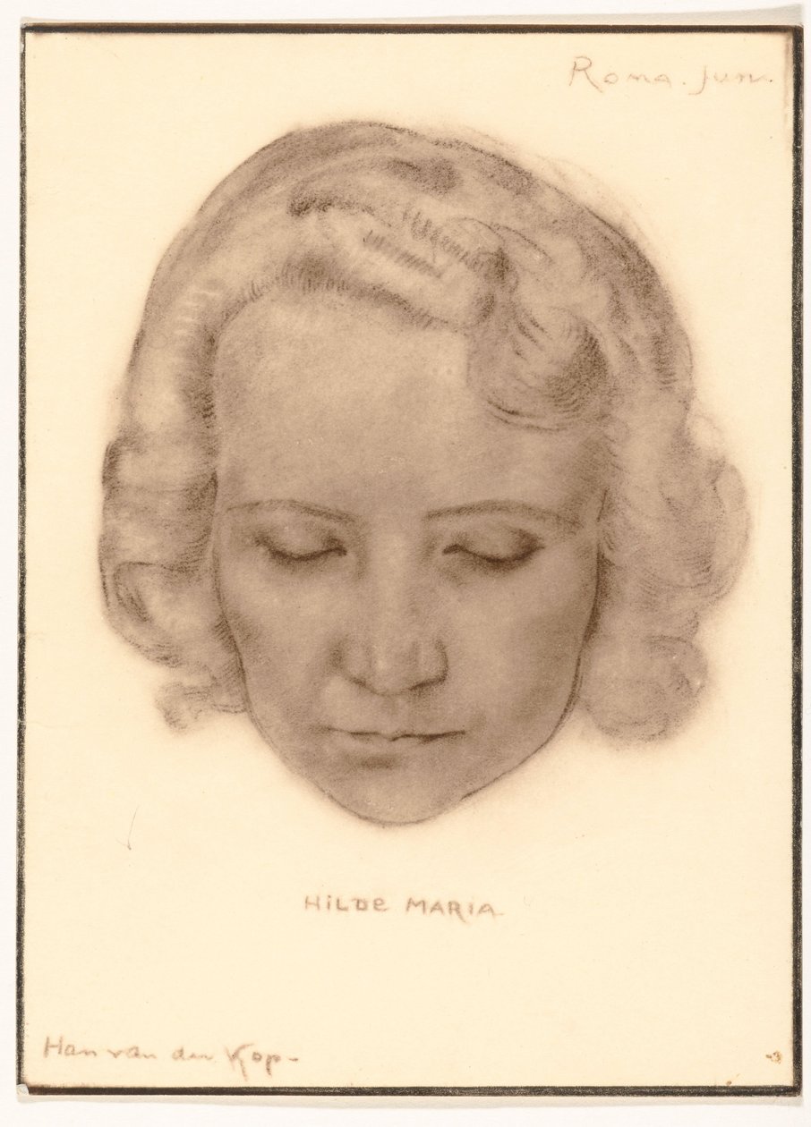 Fotoreproduktion av ett porträtt av Hilde Maria av Han van der Kop av Adriaan Bijl (attributed to)