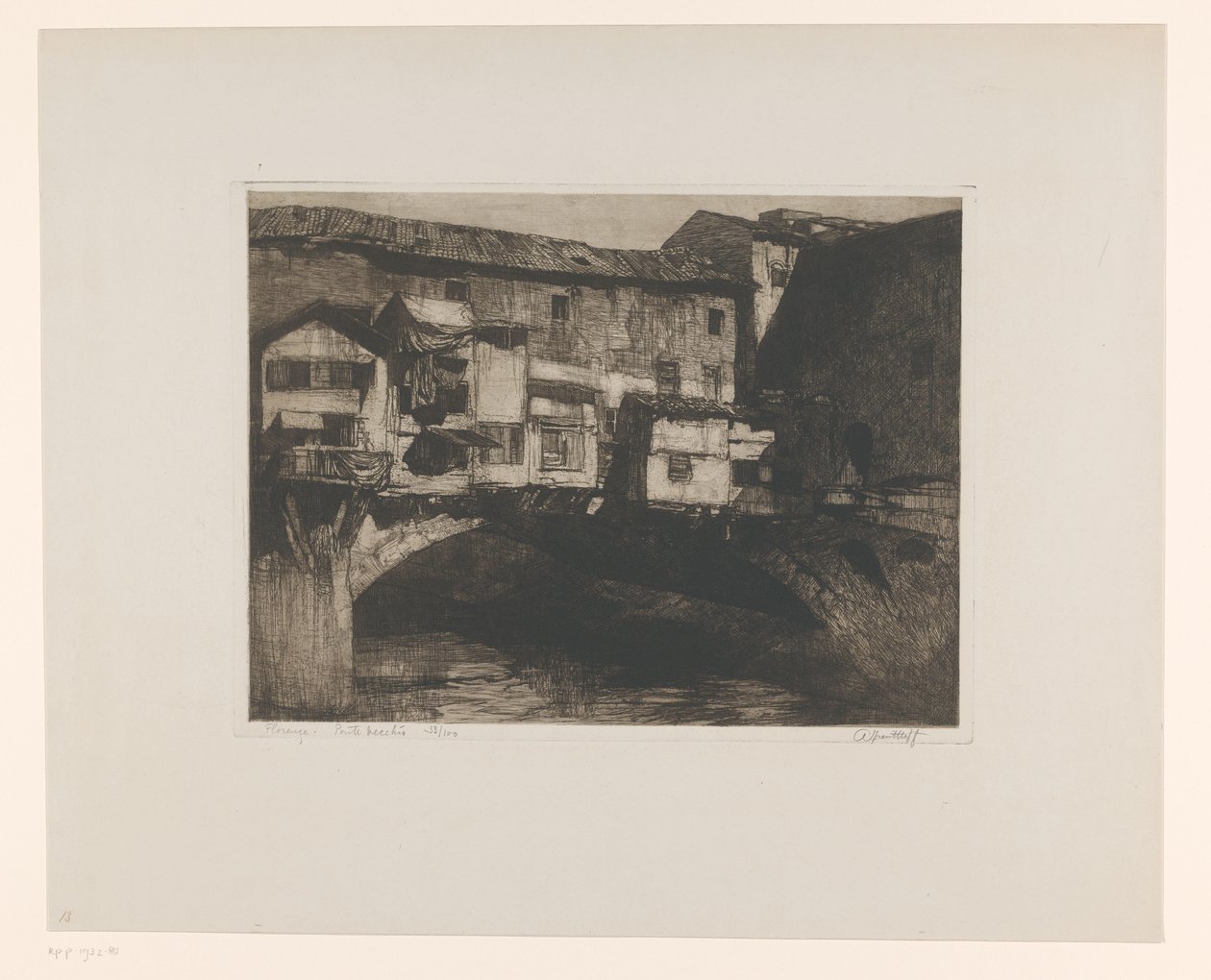 Florens. Ponte Vecchio (originaltitel på objekt) av Adriaan J. van 