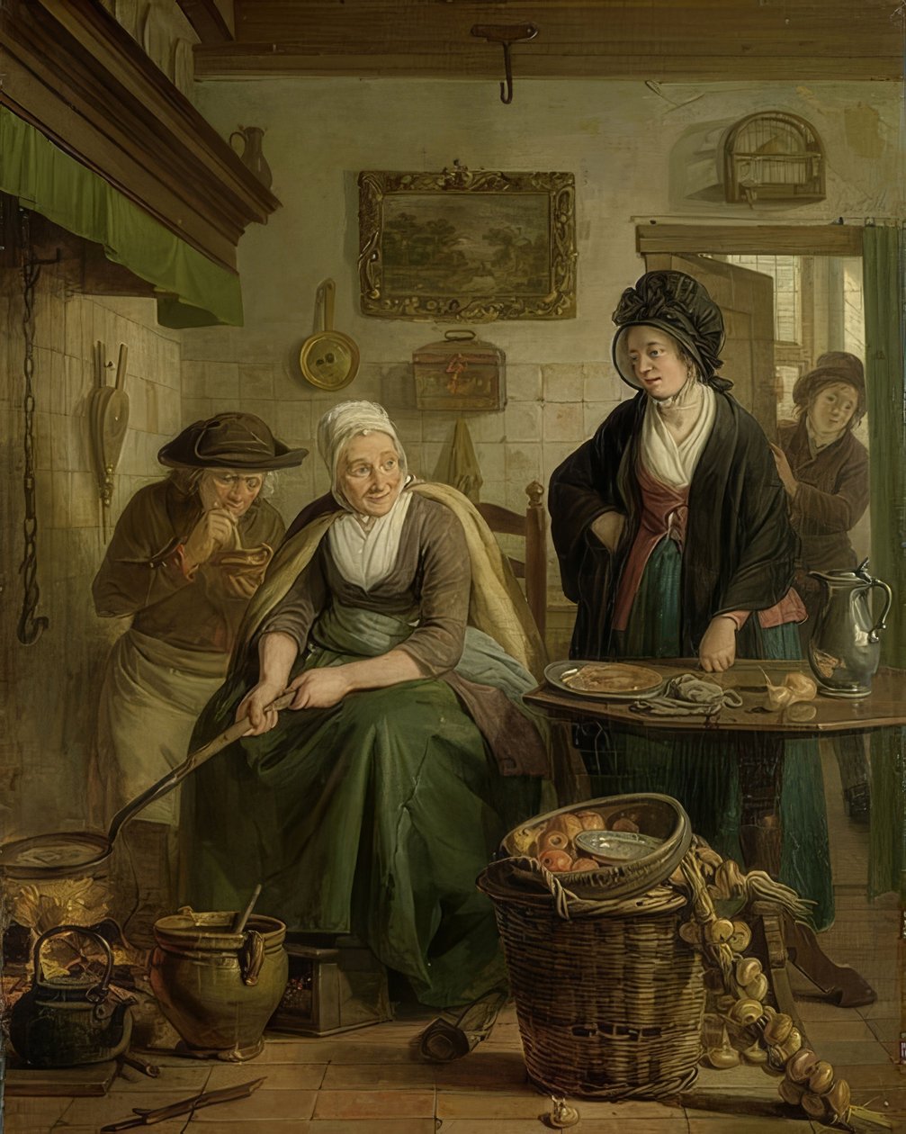 Kvinna som bakar pannkakor. Omkring 1790-1810 av Adriaan de Lelie