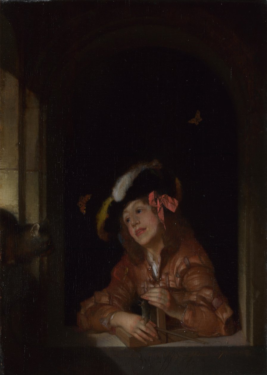 En pojke med en musfälla, 1678 av Adriaan van der Werff