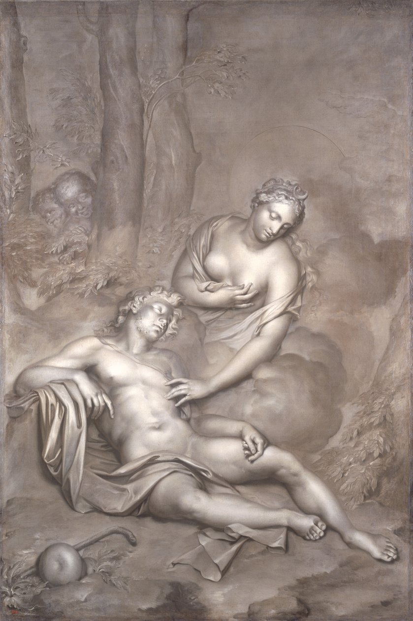Luna (Diana) visits the sleeping Endymion, 1696  av Adriaan van der Werff