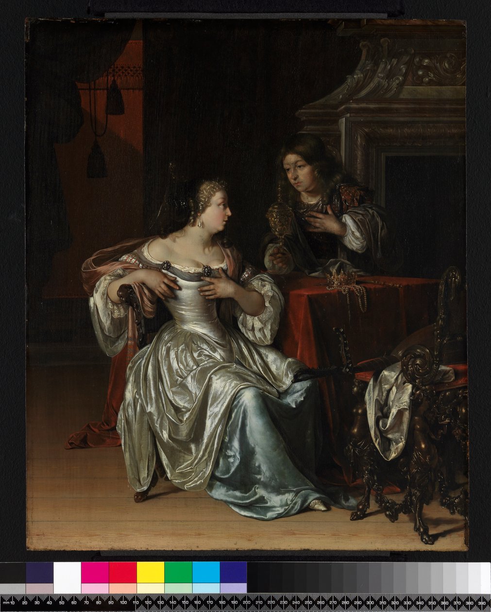 Tancreds tjänare presenterar Guiscards hjärta i en gyllene bägare till Guismond, 1675 av Adriaan van der Werff